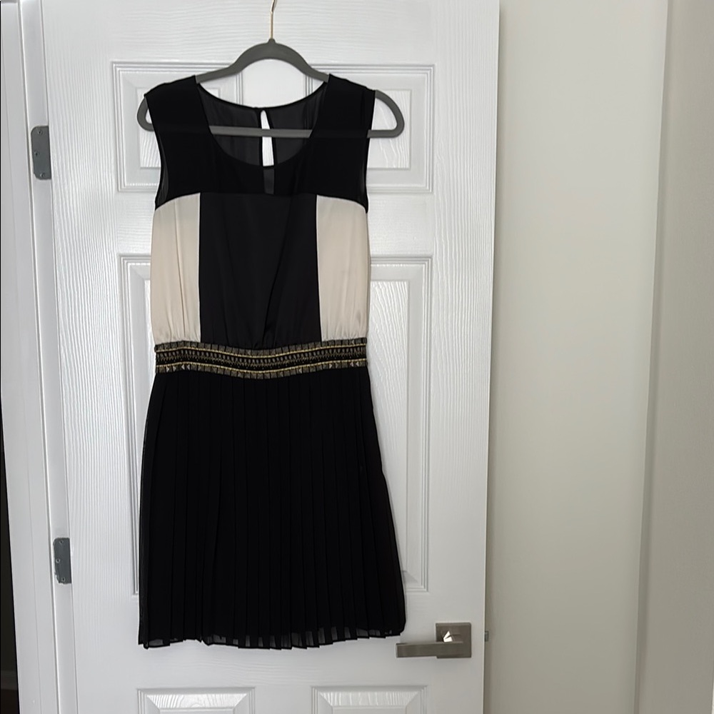 Next Black and Tan Pleated Sheath Dress